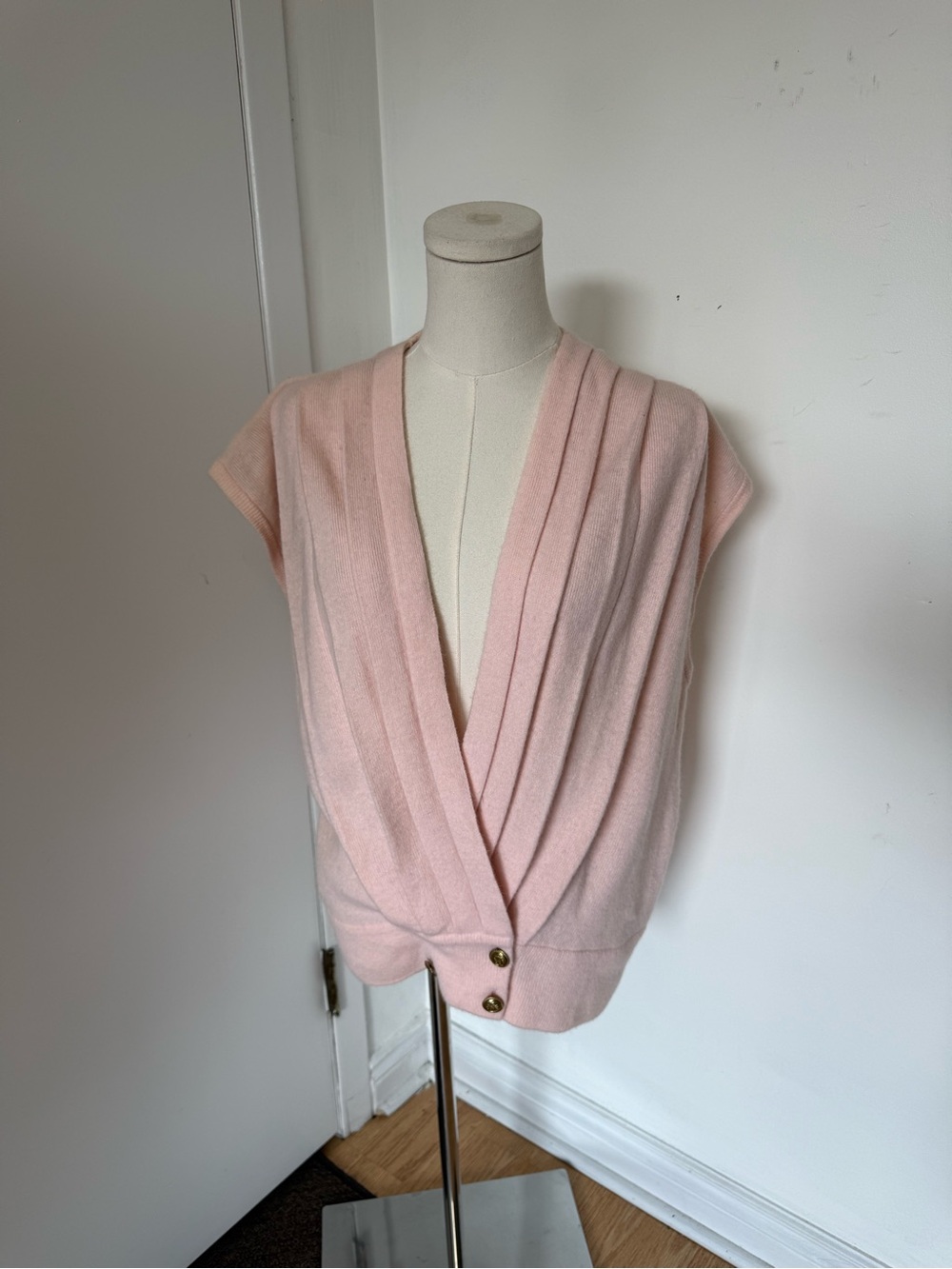 Soft Pink Draped Knit Vest